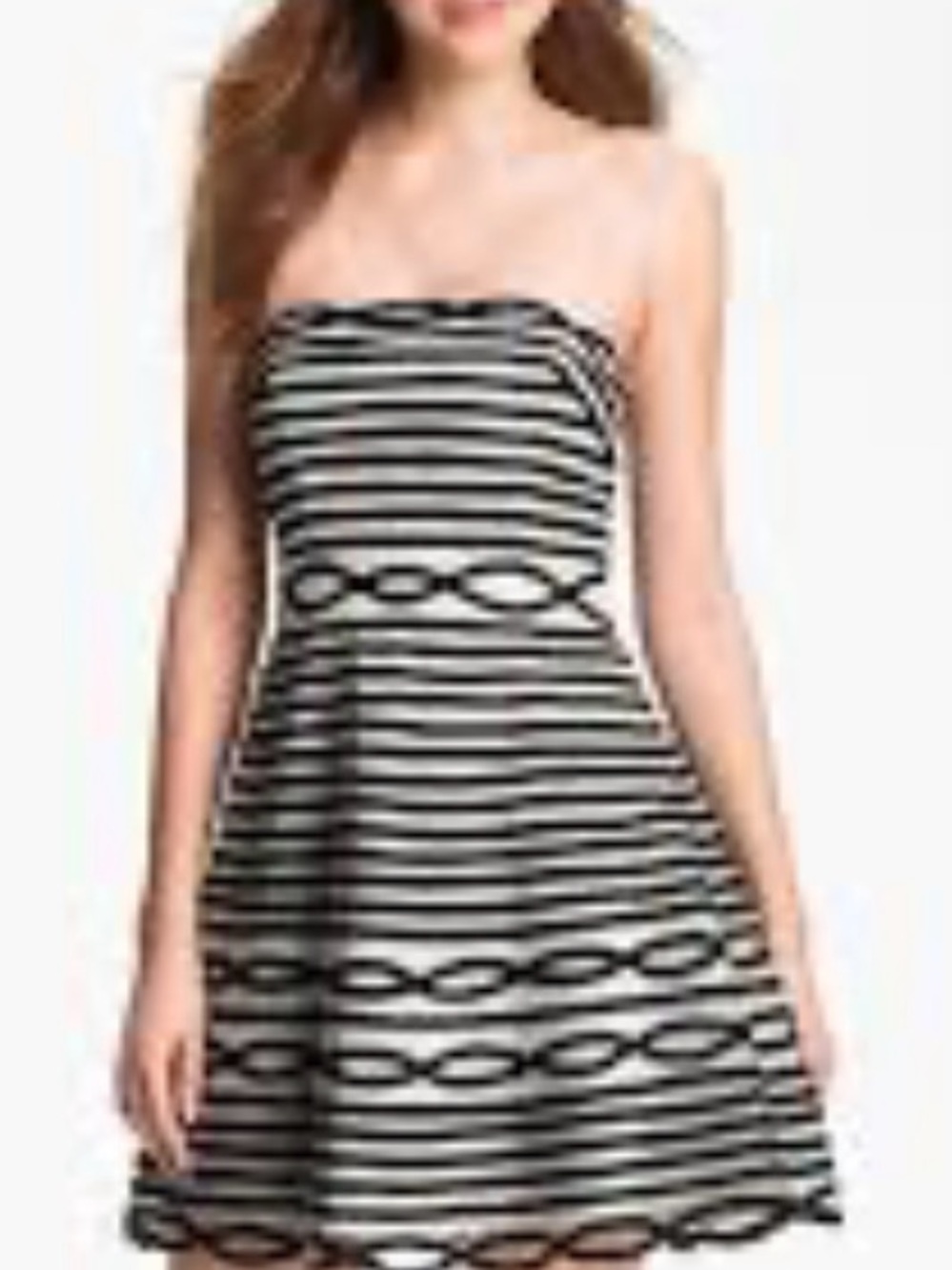 Adrianna Papell Black and White Strapless A-Line Dress